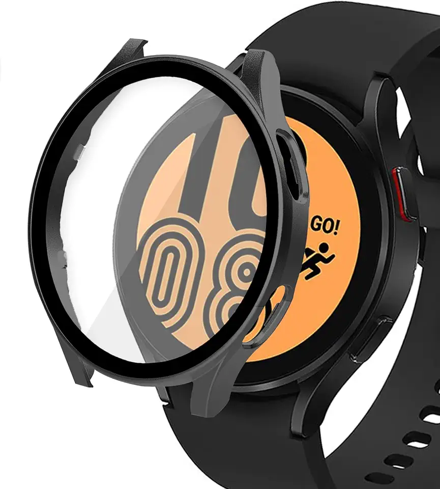 Capa Case Protetora em TPU Ultrafino Compatível com Samsung Galaxy Watch 4 44mm SM-R870 e SM-R875 (Preto)