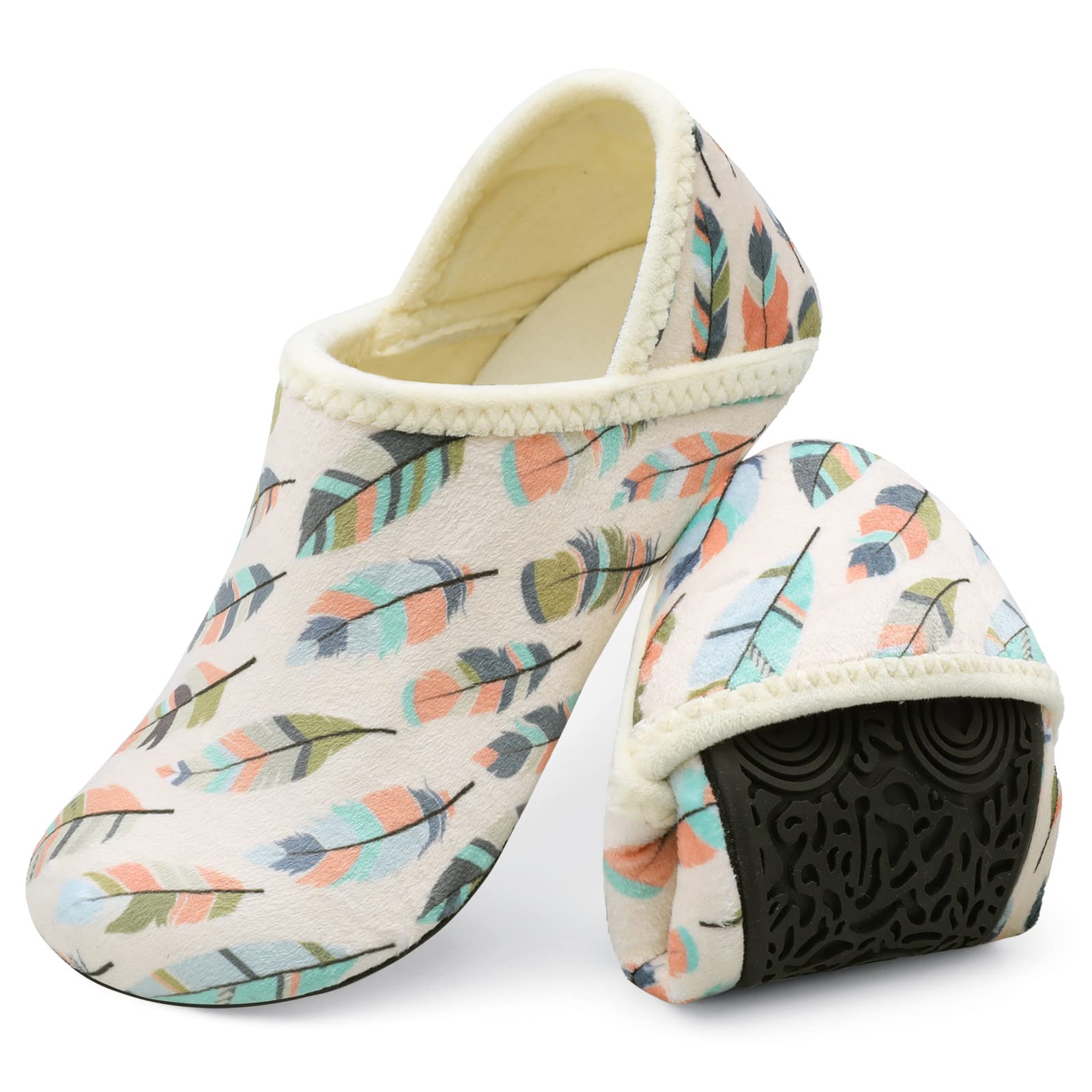 XIHALOOK House Slippers for Women Men Cozy Sock Shoes with Soft Rubber Sole Slip On for Indoor/Outdoor