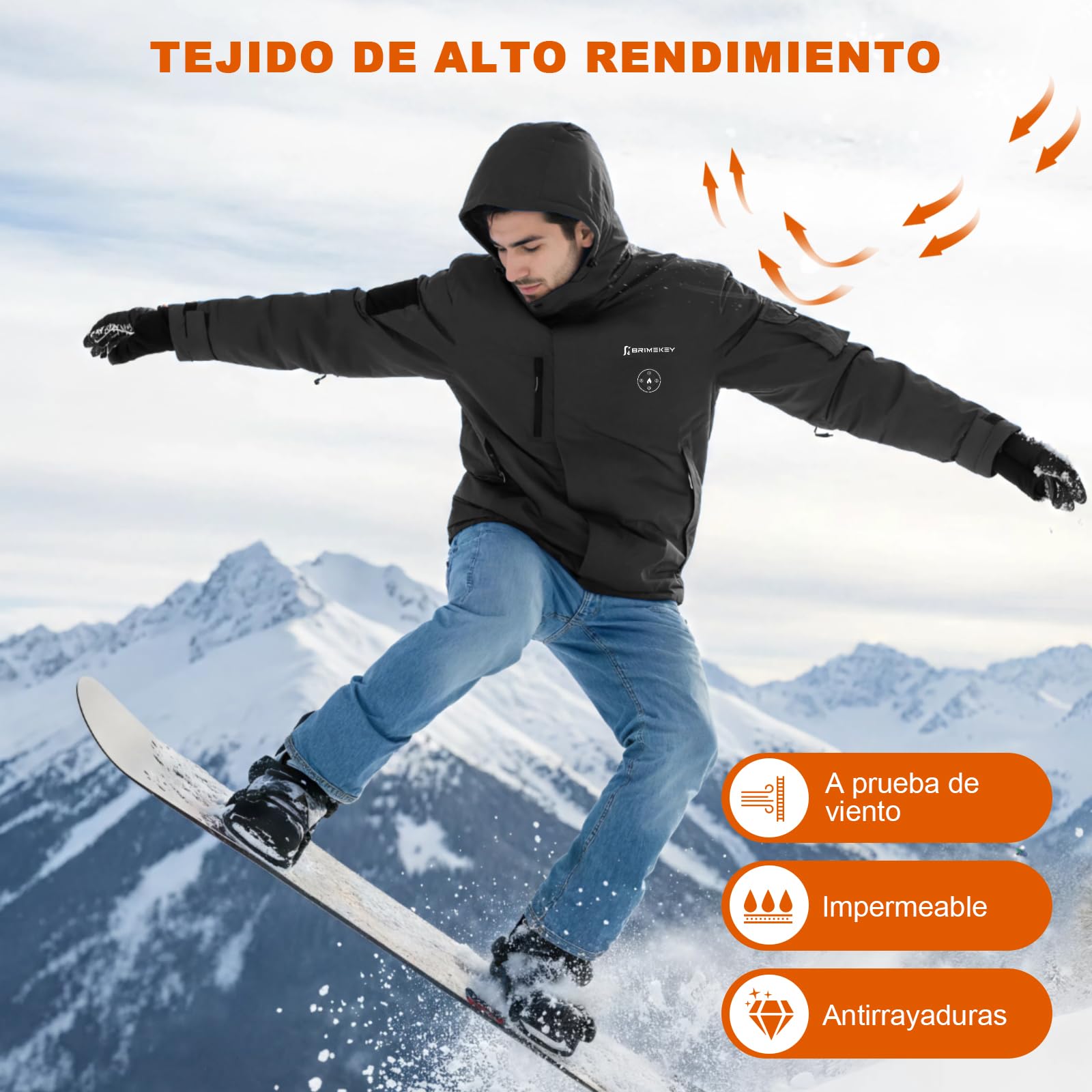 Grafeno Chaqueta Calefactable Hombre con Forro de Felpa, Batería 20000mAh 7.4V Pantalla HD, 6 Zonas de Calor Ajustables y 3 Niveles de Temperatura, Impermeable y Resistente al Viento