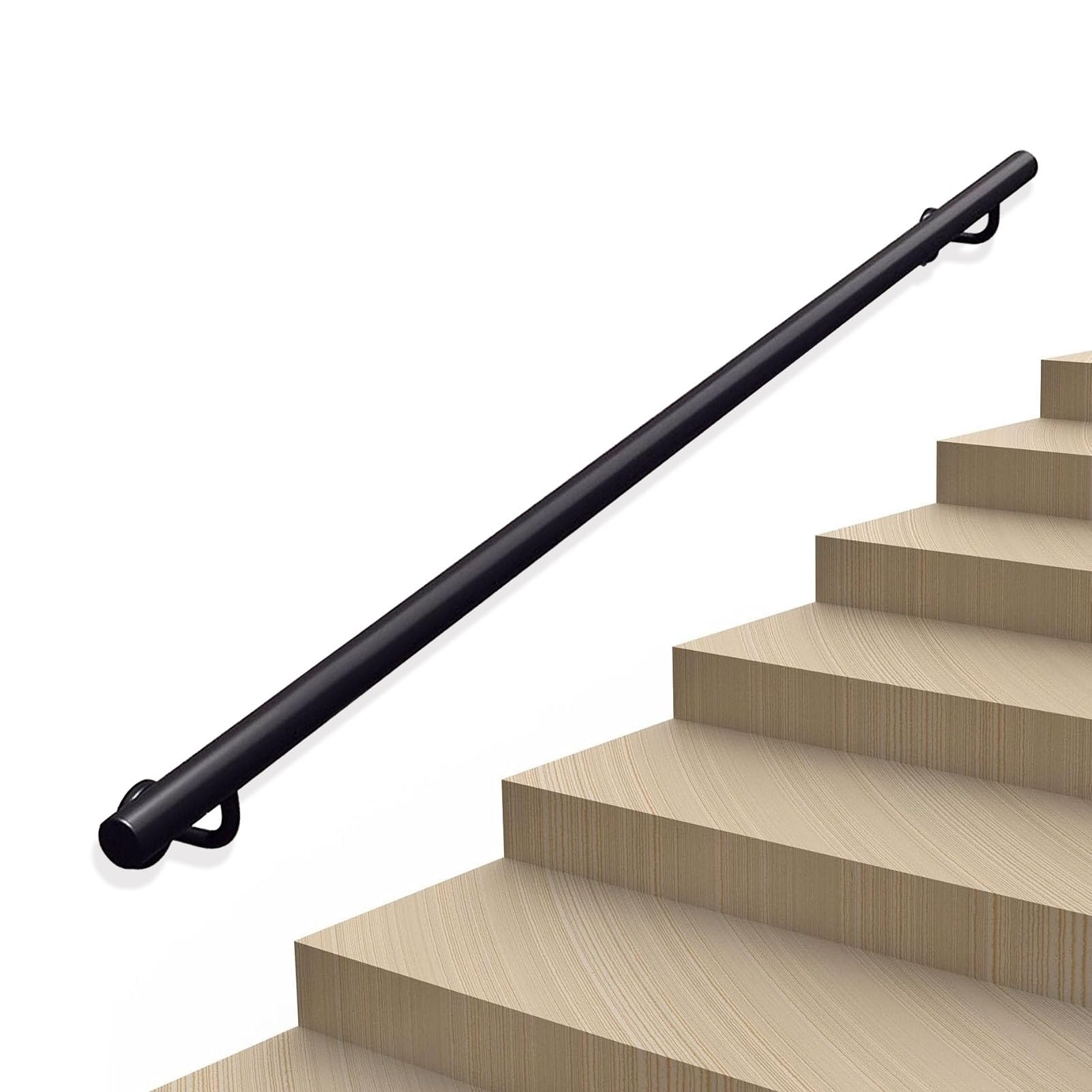Rampe d'escalier et main courante murale en fer forgé de 330 cm avec kit
