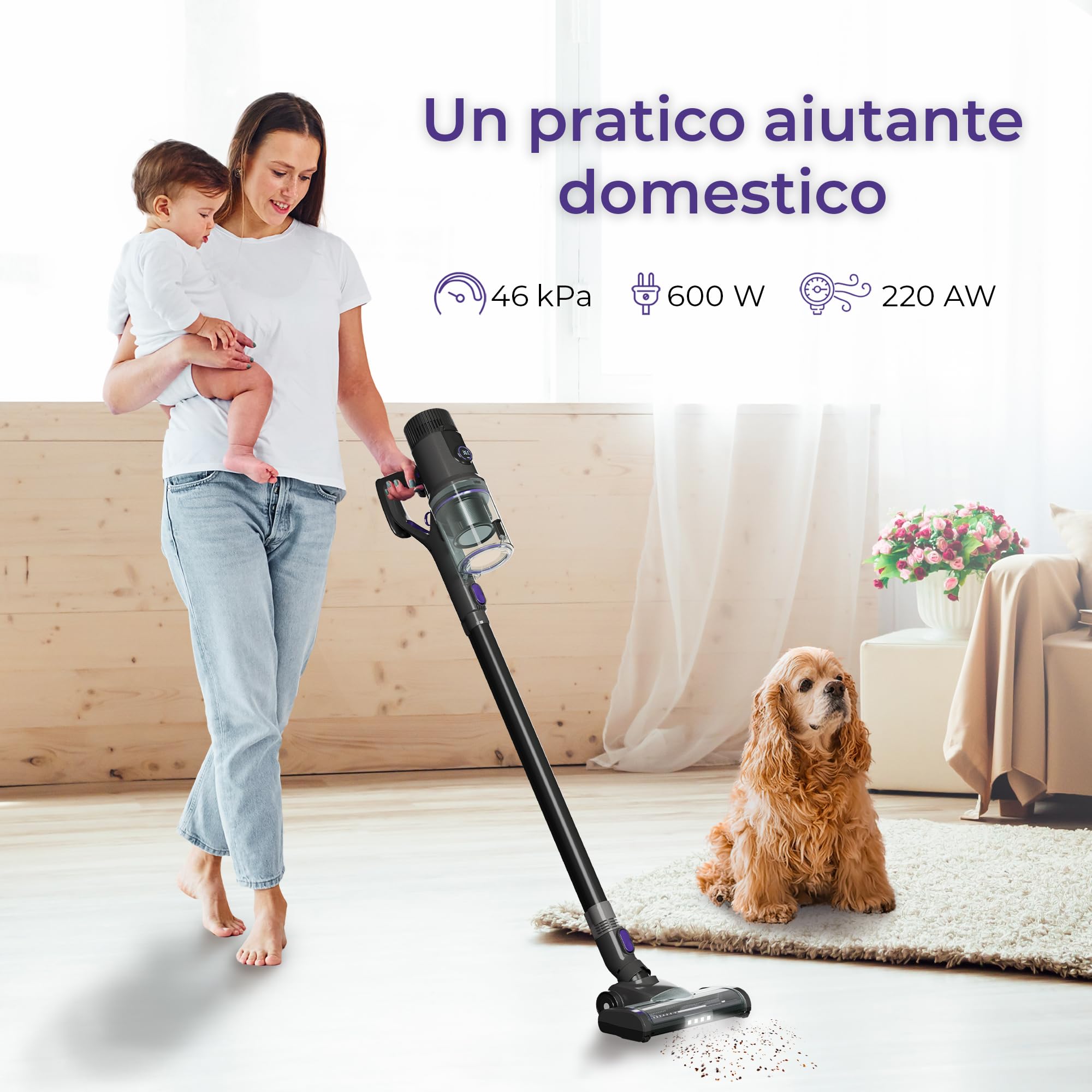 Pulitore a Ventola Wireless 46000Pa 600W Up to 85min - Dettaglio