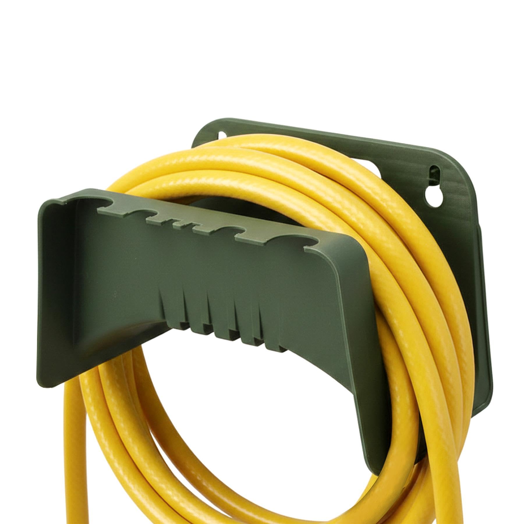 Geezy Green Wall Mounted Garden Hose Holder - Plastic Outdoor Pipe Hanger - Weather Resistant Space Saving Storage Tidy Bracket For Hosepipe