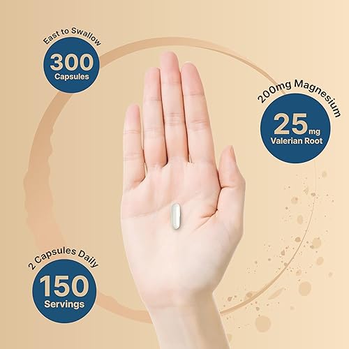 Miniatura 4 de Glicinato de magnesio puro para dormir, 200 mg con raíz de valeriana, 300 cápsulas, suplemento mineral 100 % quelado y purificado, absorción