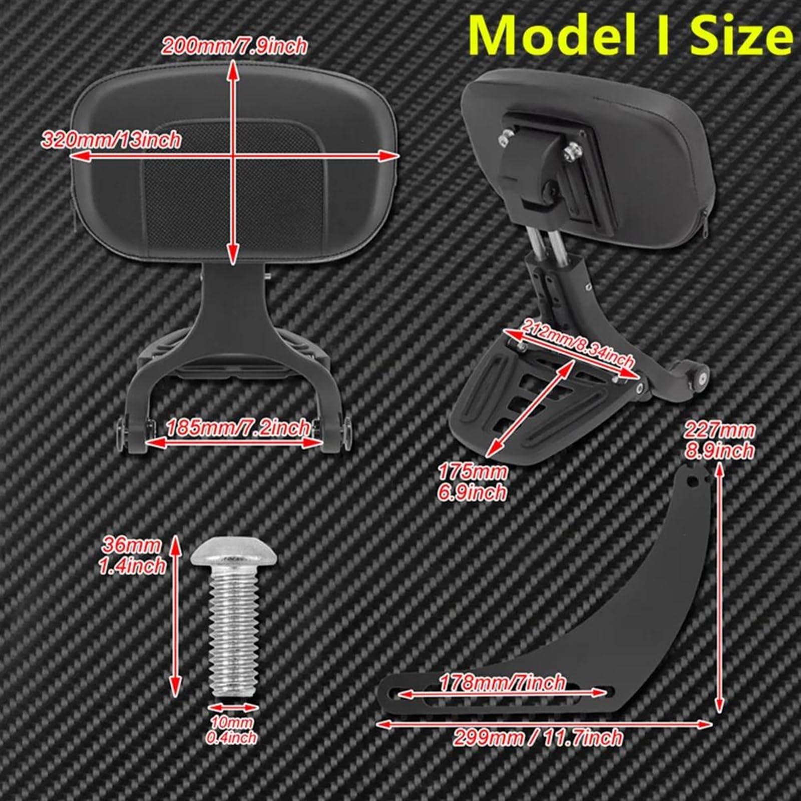 Schienale Passeggero Conducente Regolabile Multiuso per Moto per H&Arley Softail FLSTC Heritage 2018-2020 2019
