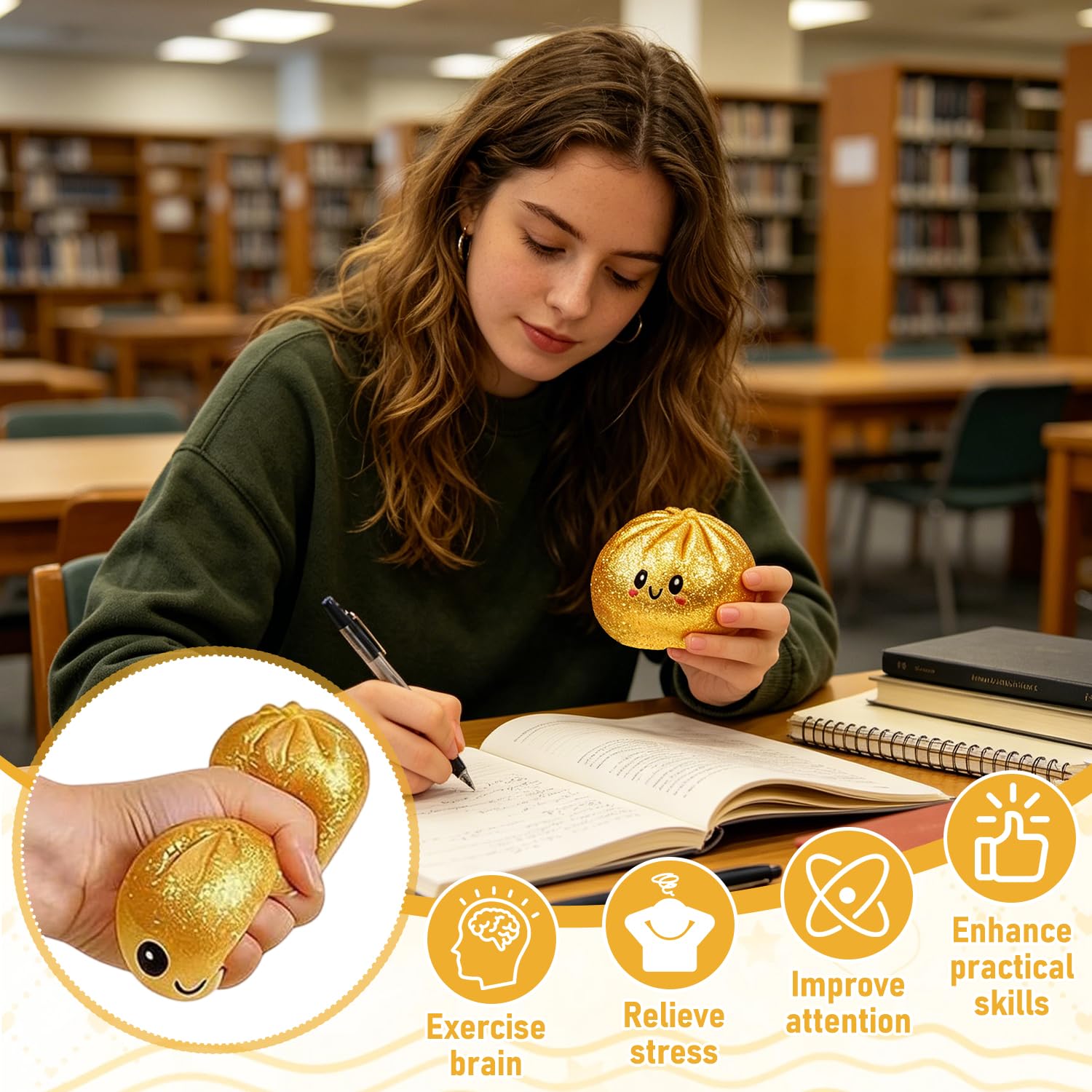 Giant Glitter Dumpling Squishy Toy, 2Pezzi Squishys A Forma Di Ravioli Glitterati, Glitter Dumpling Squishy, Morbida Pallina Antistress Ravioli Spremere Giocattoli, giocattolo da scrivania estensibile