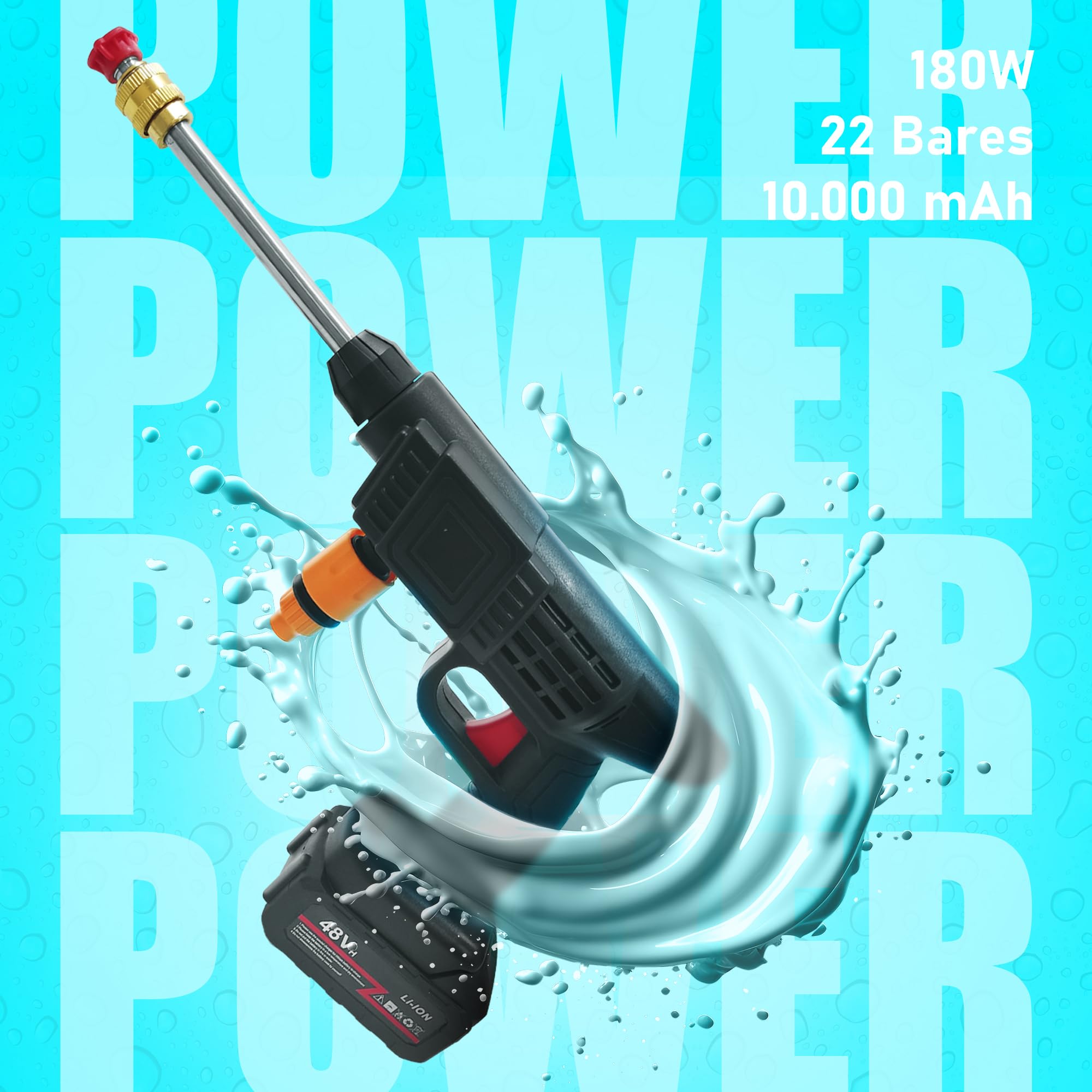 Pistola Hidrolimpiadora, Pistola de Limpieza con Agua, Limpieza a Presión Vehículos, Superficies Exteriores y Más, Gran Potencia, Durabilidad, Limpieza Profesional