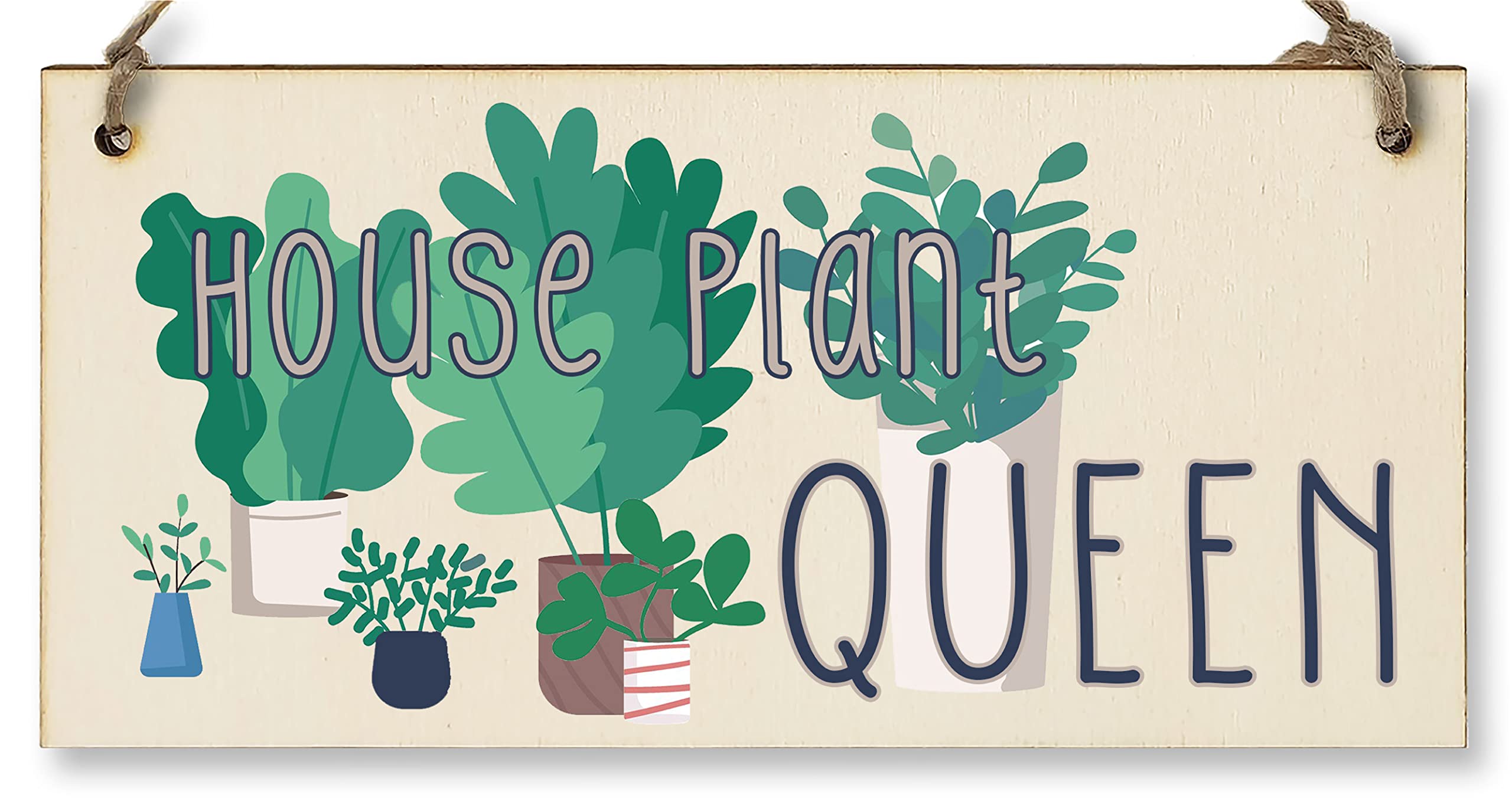 The Plum Penguin Green Handmade Wooden Hanging Wall Plaque House Plant Queen Funny House Plant Decorative Sign Friendship Mum Sister Gift