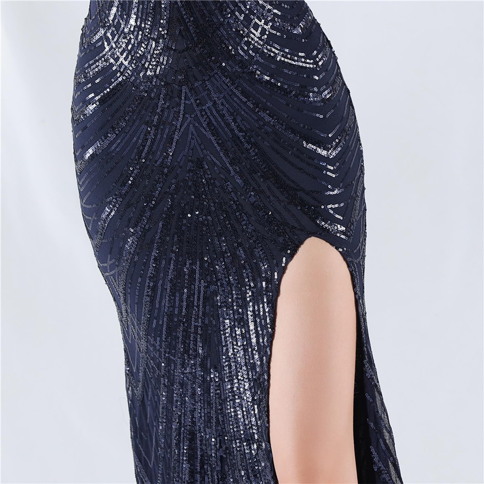 ALMASI One Shoulder Formal Evening Gowns Sequin Mermaid Maxi Dress for  Wedding Guest(Dark blue,Large) : Amazon.co.uk: Fashion