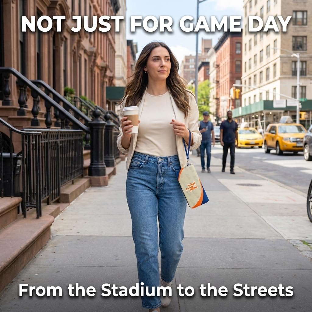 Littlearth MLB New York Mets Curve Zip Organizer Wallet, Wristlet and Wallet in One, Team Color, 8 x 4 x 1 Inches