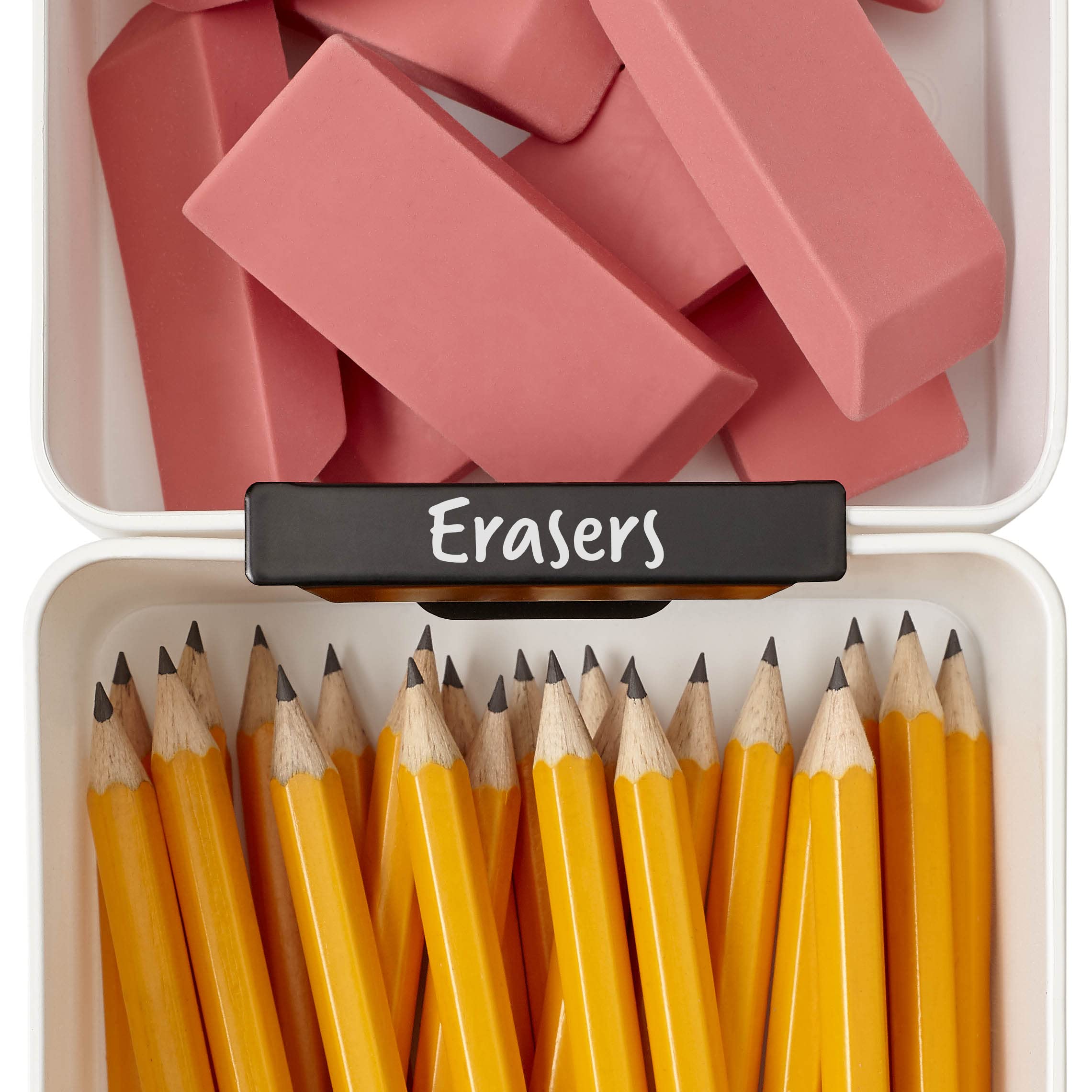 Lulalu Drawer Organizer Labels. Movable Metal Clip Labels for Storage Drawer Bin Organizing: Desk, Kitchen, Makeup, Jewelry, and Bath. Pack of 15 Black Multisize Clips.