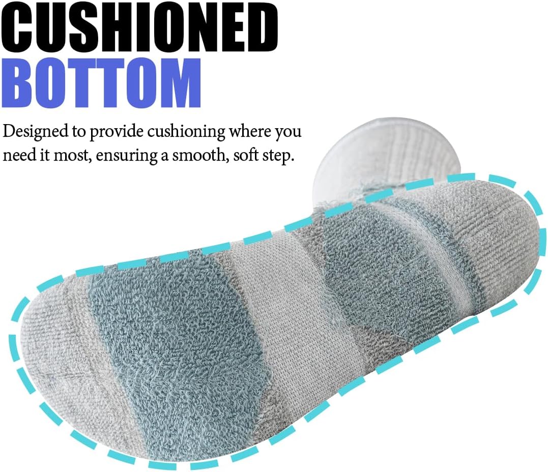 JOYNÉE 6 Pairs Mens Lightweight Crew Socks Cushioned Breathable Long Socks Work Athletic Running Thin Socks for Men - Image 4