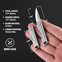 Vista 3 de Cuchillo de bolsillo pequeño, cuchillos plegables EDC, cuchillo de llavero de titanio, cuchillos pequeños perfectos para hombres, cortador de caja