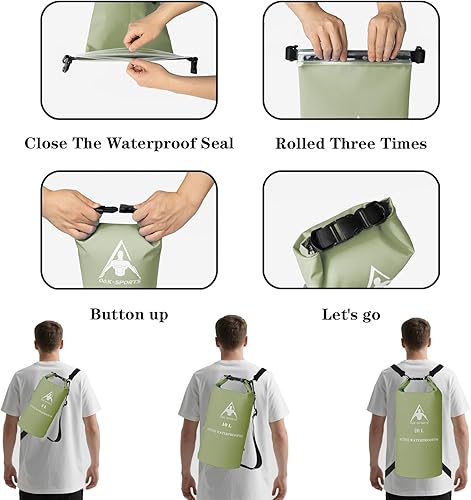 Miniatura 4 de Oak-Sports Dry Bag Mochila impermeable de 5L10L20L, bolsa de playa ligera con doble cierre de cremallera para natación, kayak, senderismo, canotaje,