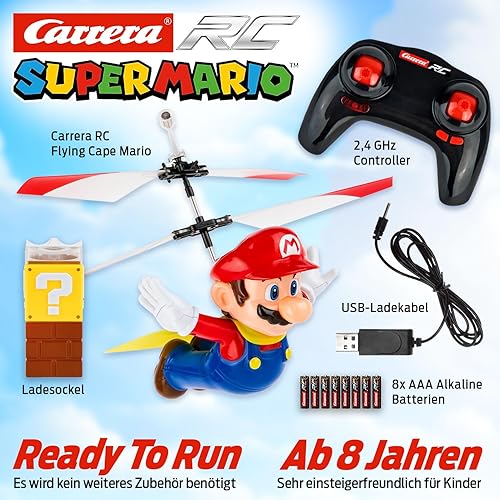 Miniatura 5 de Carrera RC - Cabo volador con licencia oficial de 24 GHz 2 canales recargable control remoto helicóptero dron juguete con sistema giroscópico fácil
