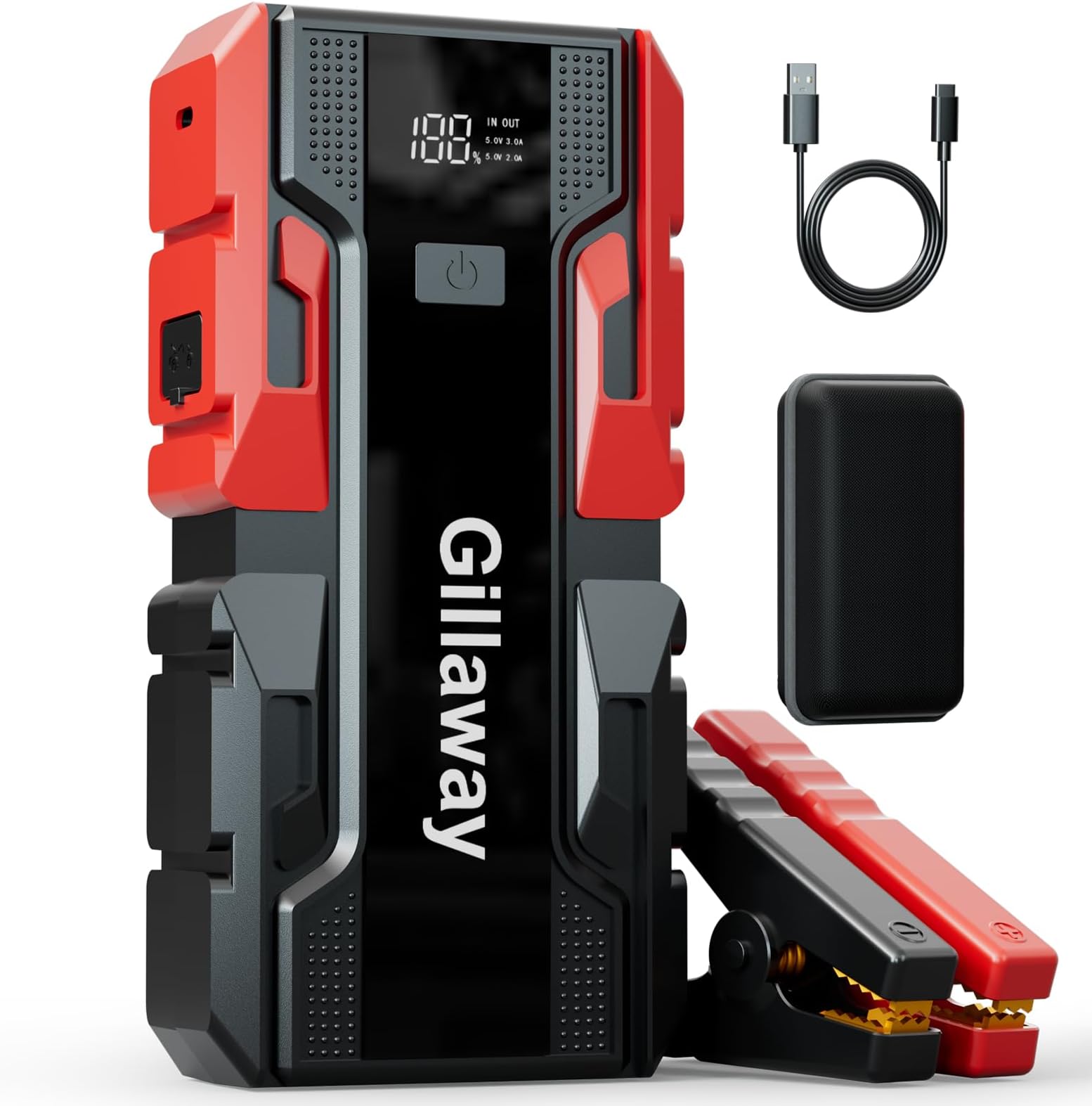 Gillaway 001B Car Jump Starter, 3000A Car Jump Starter Battery Pack (Up to 9.0L Gas and 7.0L Diesel Engine), 12V Car Battery Charger Jump Starter Portable, Jump Box with USB 3.0/Power Bank/LED Light