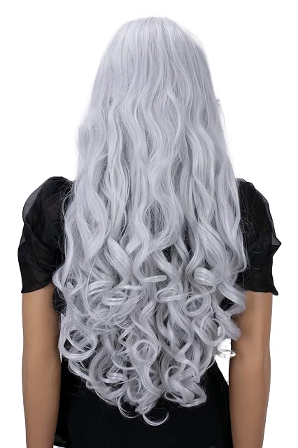 Foto 4 de 5 de CAISHA Peluca De Pelo Extra Largo De 80cm Peluca De Fiesta De Cosplay Voluminosa Wig Blanco Roto CP12