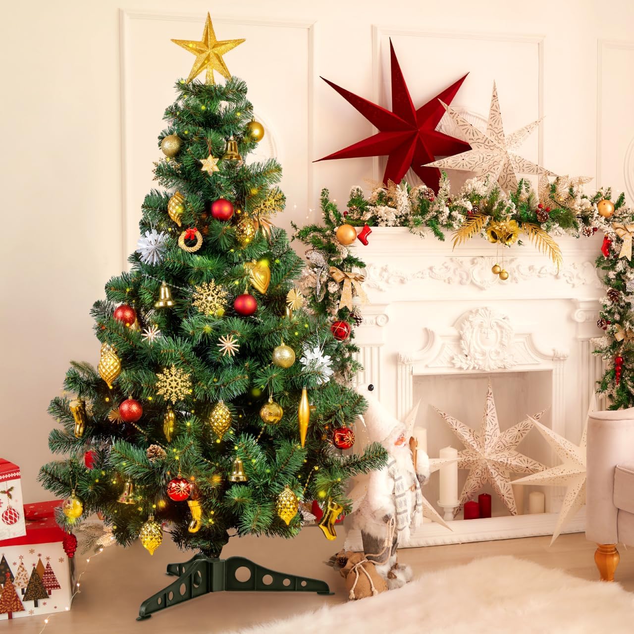 Didiseaon Christmas Tree Stand for 5Ft Artificial Tree with Foldable Base and Detachable Plastic Legs for Easy Storage and Stable Holiday Decoration