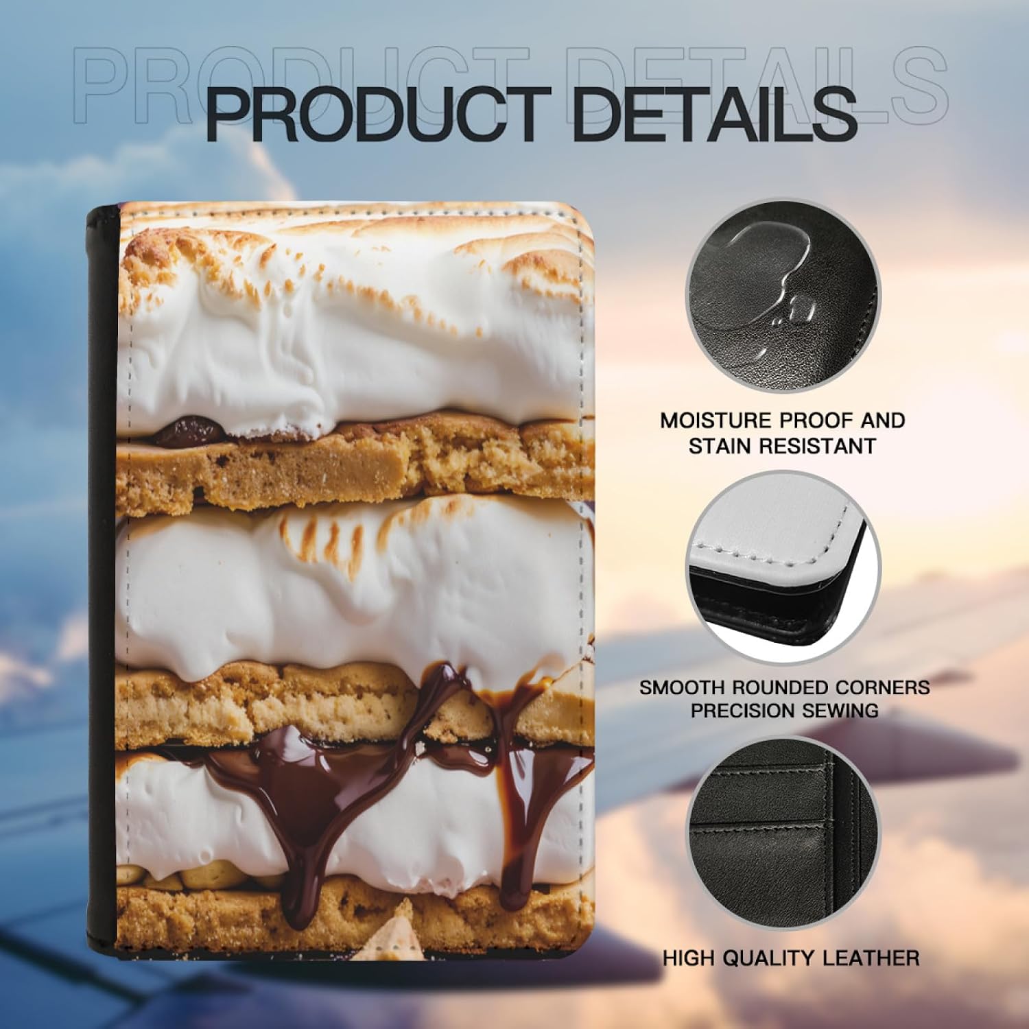 Art and Beyond Leatherette Passport Wallet with Card Storage Pockets Smores Cover Cute Smore Foodie Design Fun Design Passport Holder Case, Black image 5