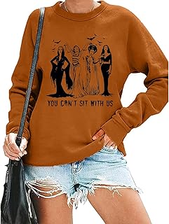 Ghoul Gang Halloween Sweatshirt Women Vintage Horror Movies Graphic Tee Goth Queens Shirt Long Sleeve Pullover Tops