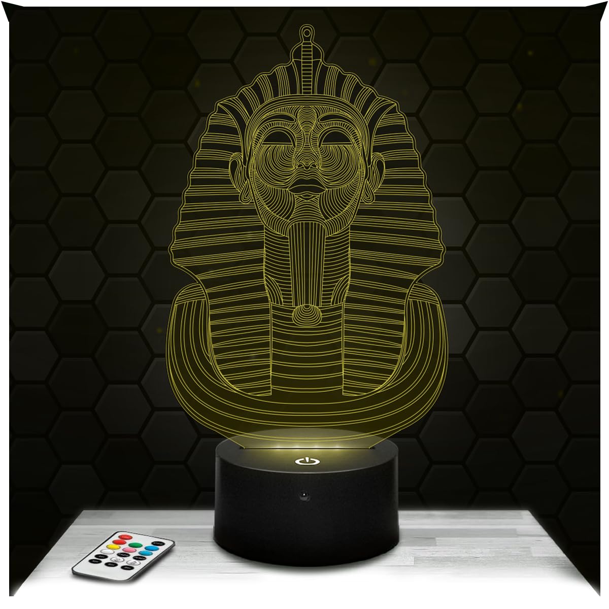 Lampephoto.fr - 3D Pharaoh Lamp, Egypt, Touch LED Night Light, 3D Hologram Effect, Christmas Birthday Gift Idea for Men and Women, Bedroom Decoration Object