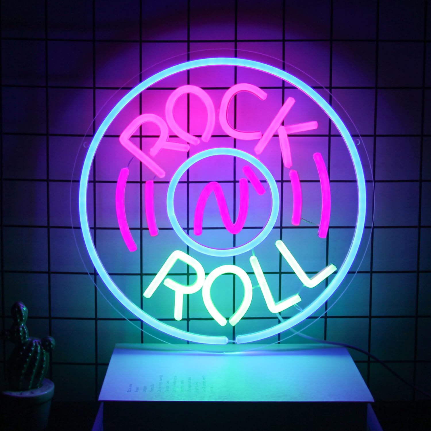 Rock and Roll Neon Sign Music Neon Light Colorful Live Music LED 
