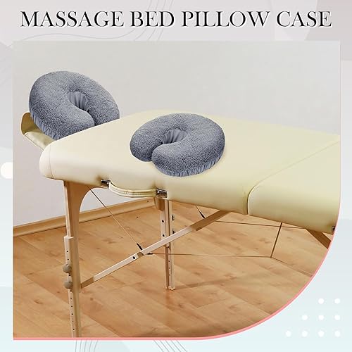Miniatura 4 de Mixweer 2 fundas de almohada de forro polar para reposacabezas de mesa de masaje de 14.6 x 13 pulgadas, almohadilla de almohada para reposacabezas