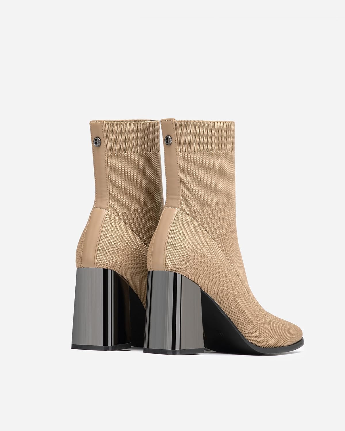 NEWBELLA Women's Pointed Toe Ankle Boots - Minimalist Chunky Heel Sock Booties, Stretch Knit Slim Fit Casual Boots for Fall & Winter - Image 6