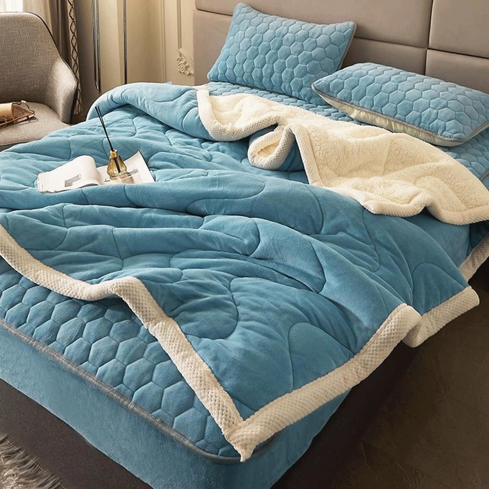 Ultra Soft Fleece Blanket，Double Layer Thickened Lamb Plush Blanket,Flannel Luxury Queen Blanket，Warm & Breathable - All Season(Color2,200x230cm)