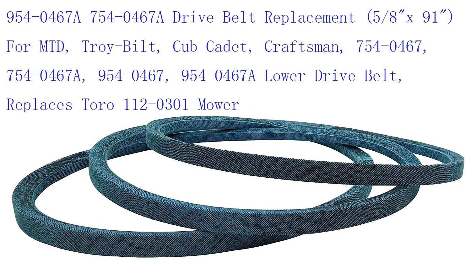 954-0467A 754-0467A - Correa de transmisión de repuesto (5/8 x 91 pulgadas) para MTD, Troy-Bilt, Cub Cadet, Craftsman, 754-0467, 754-0467A, 954-0467, 954-0467A, 954-0467A, correa de transmisión