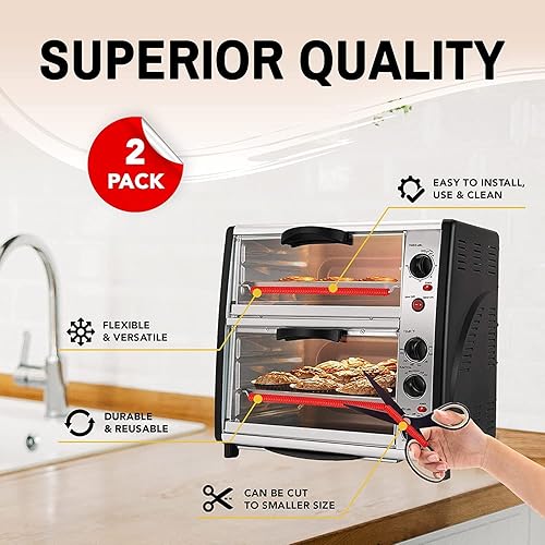 Vista 49 de Revestimientos de horno para la parte inferior del horno (paquete de 2) con protector de rejilla (paquete de 2) – Alfombrillas grandes para la parte