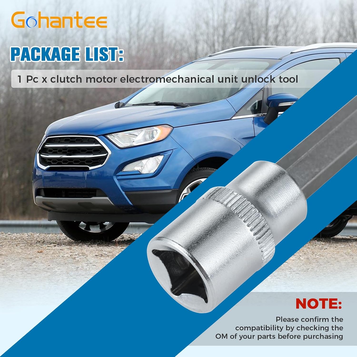 gohantee DPS6 Dual Clutch Transmission Reset Tool, Clutch Reset Actuator Tool Compatible with Ford Focus 6DCT250 DSG Unit Unlocking Tools 3/8" Drive 14 Spline Transmission Alignment Remover