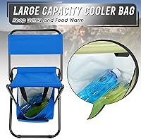 Vista 6 de Jerify Silla de pesca de 2 piezas con bolsa enfriadora, taburete de pesca compacto plegable multifuncional, silla de caza, taburete portátil con Azul