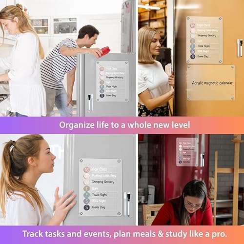 Miniatura 6 de Pizarra acrílica de borrado en seco para refrigerador, calendario mensual acrílico para refrigerador, calendario semanal acrílico para refrigerador,