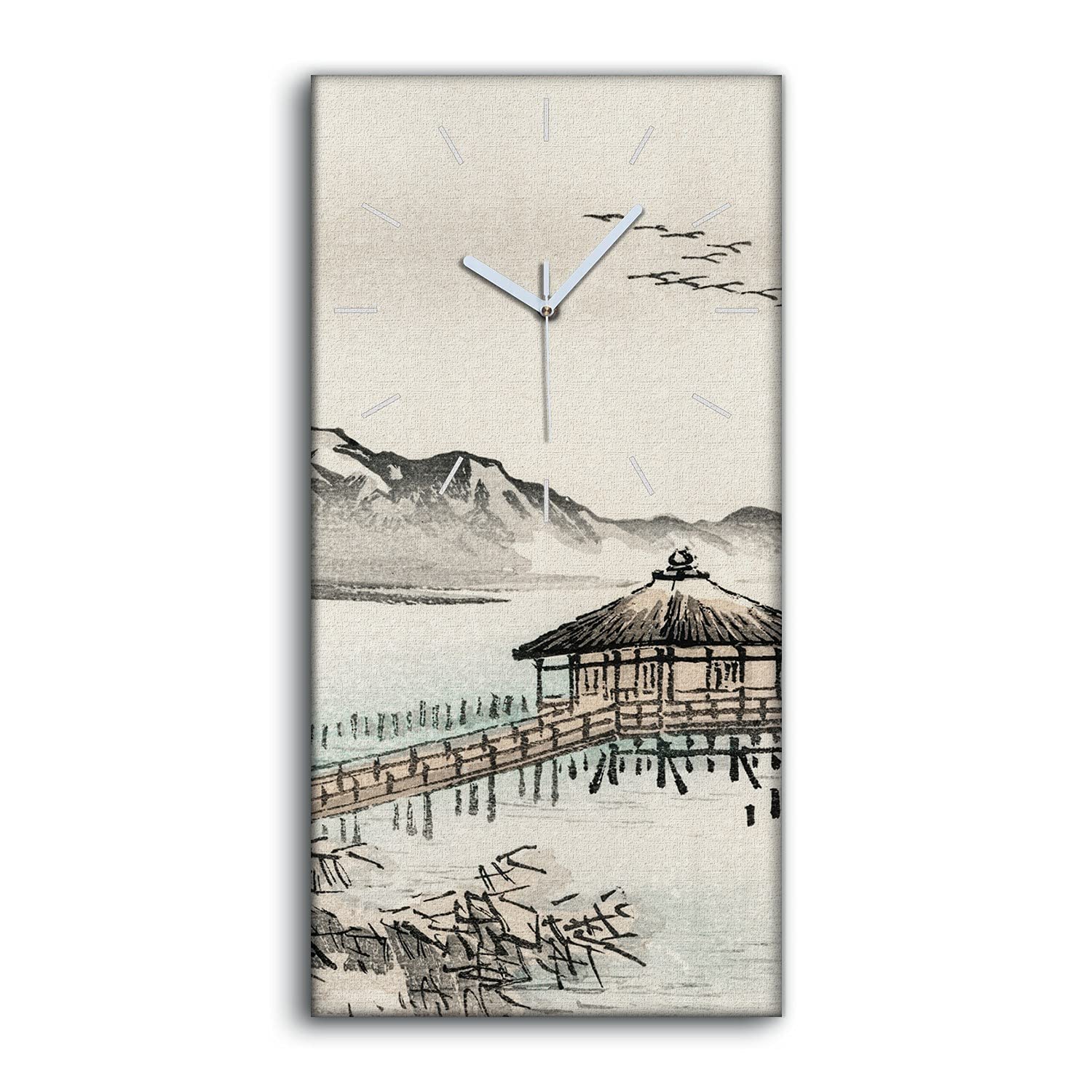 Horloge sur Toile sans bruit pour dormir calme, tableau déco 30x60cm salon et chambre