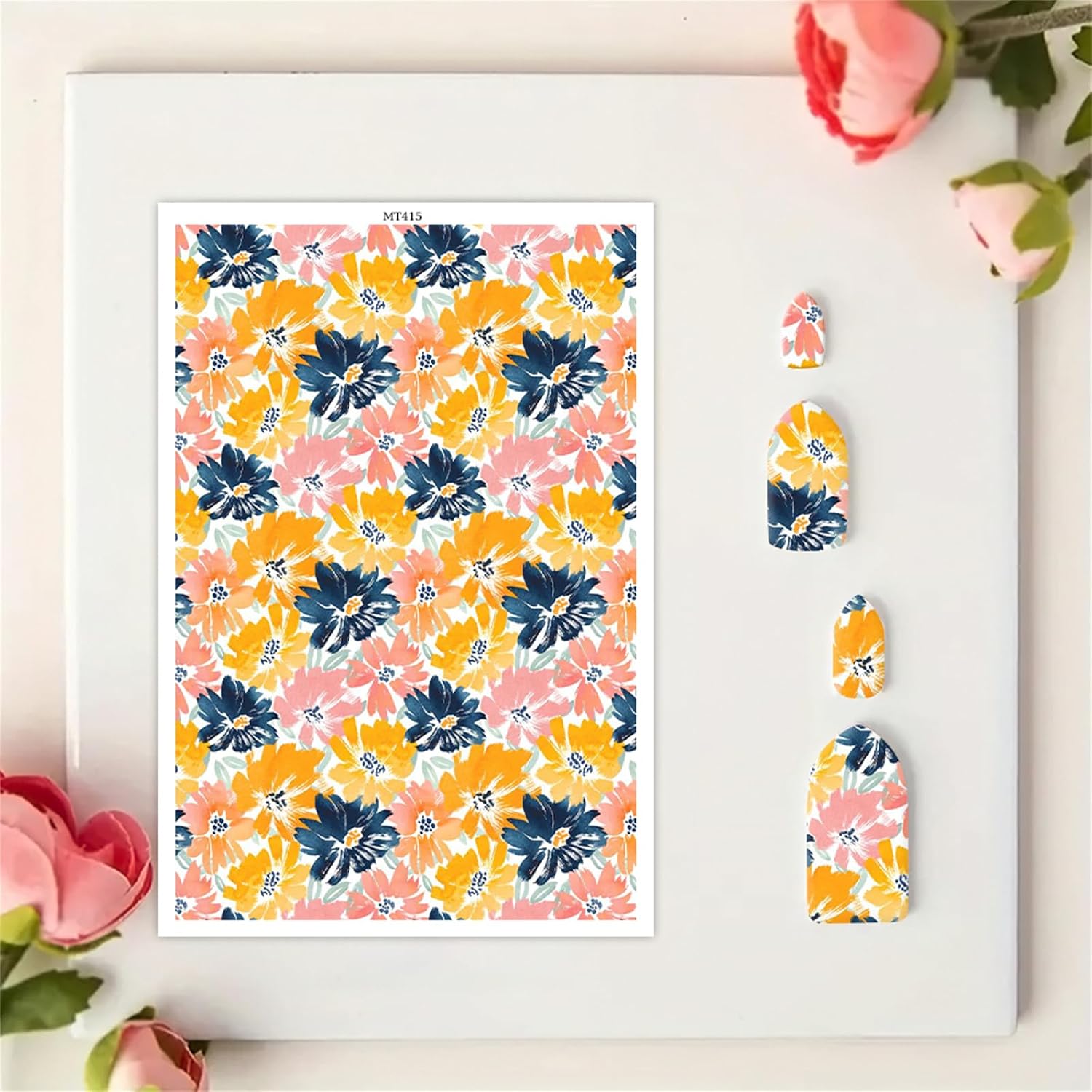 Briartw 10 Sheets Polymer Clay Transfer Paper - Vibrant Floral Patchwork Pattern- Per Sheet 5.82 x 3.93 inch - Water-Soluble Transfer Sheets Disposable Stickers for DIY Clay Jewelry Earrings Making