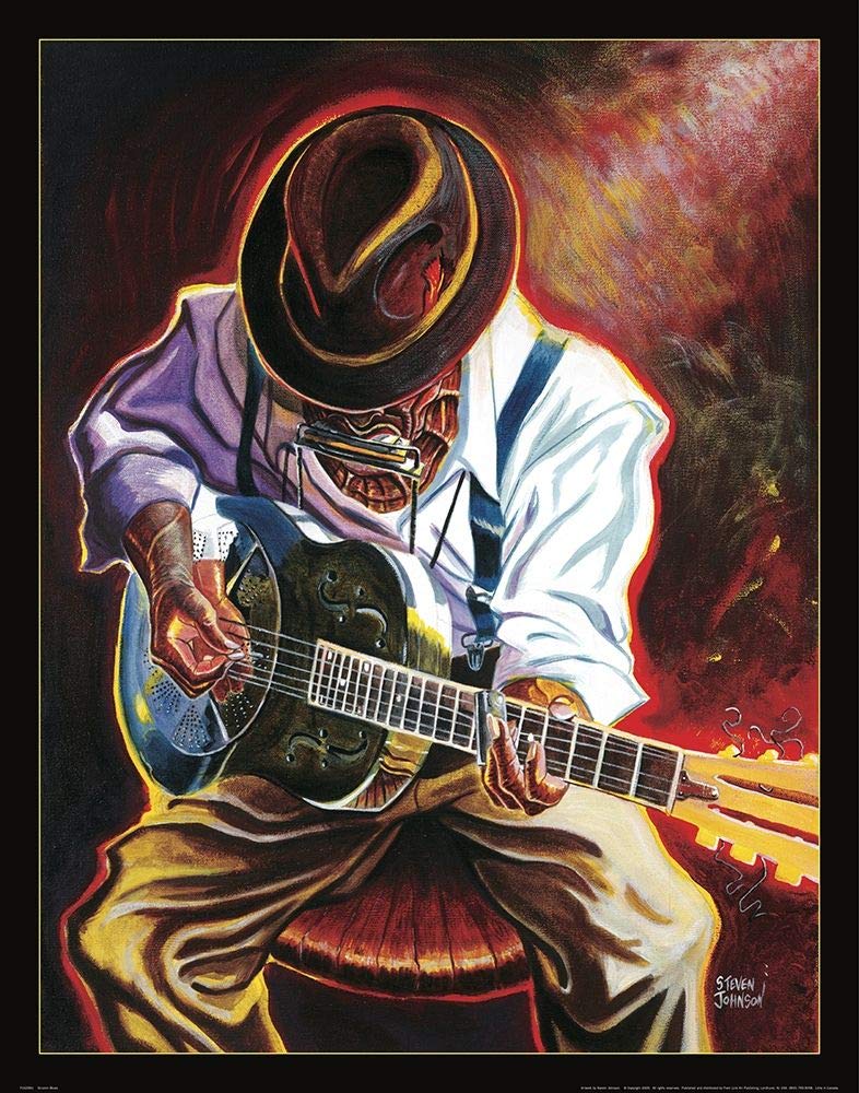 CANVAS-FRAMED-with-AMERICAN-BOX Jazz Strummin Blues Archivio - Musica verticale Stampa artistica Chitarra Jazz Blues Telaio galleggiante 31_X_24_in