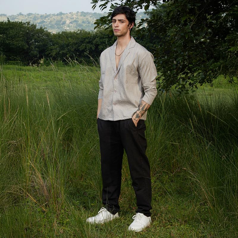 Image of CAHOOT Men's Oversized Shirt Casual Wear | Lapel Collar | Long Sleeve | Button Closure | Oversized Shirt Crafted with Comfort Fit for Everyday Wear