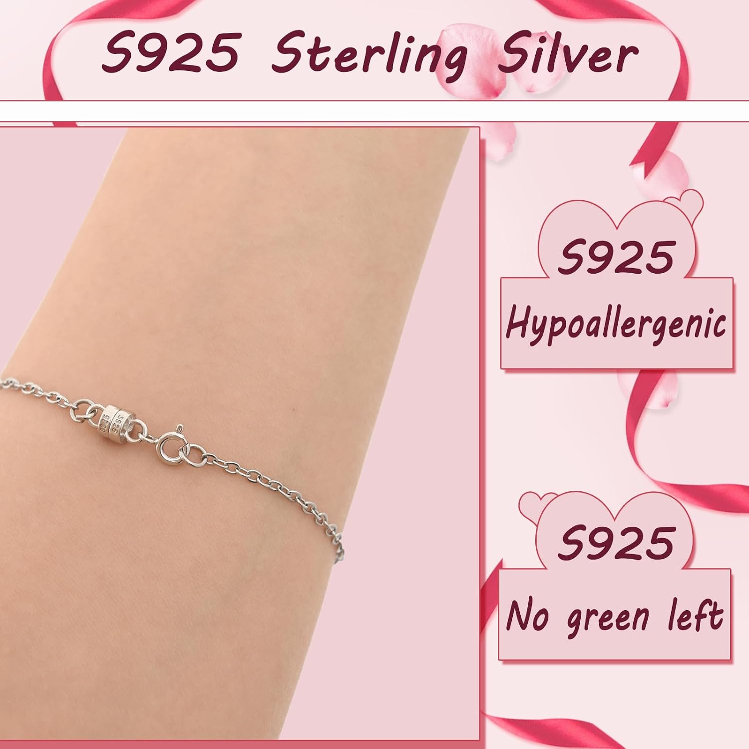 Serundo Auto 925 Sterling Silver Magnetic Necklace Clasps and Closures Min Magnetic Clasps for Necklaces Bracelets Chain Extender Connector for Jewelry Making Necklace 2Pack