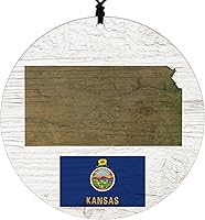 Vista 16 de New York Christmas Ornament - Rustic Design Featuring State Flag and Terrain Map - 2026 Hanging Acrylic Disc Decoration for Tree - Unique and Home