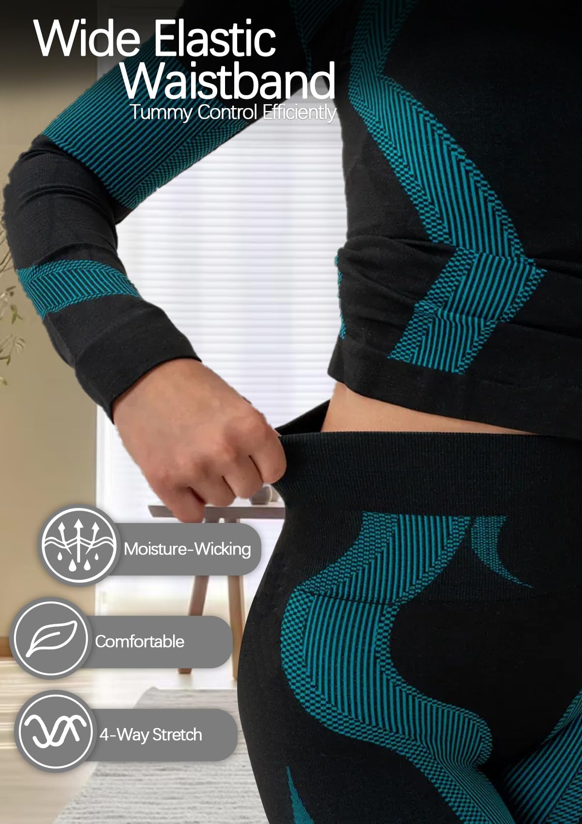 Ensemble de sous-vêtement Thermique Femme Wear Fonctionnel sans Couture PJ Set Entraînement Ski Couche de Base Chaude Temps Froid Yoga Haut Bas