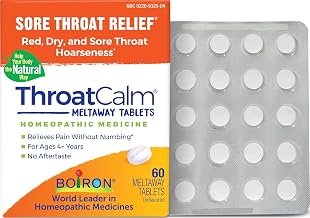 Boiron ThroatCalm Tablets for Relief of Sore Throat, Scratchy, Red or Dry Throat, and Hoarseness - 60 Count