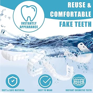 Wttfc Instant Veneers Dentures,Clip in Veneers Teeth,Clip on Veneers Top and Bottom,False Teeth,Snap on Veneers Teeth,Fake Teeth Veneers,Snap on Dentures for Men Women Cover Imperfect Teeth [Energy Class A]