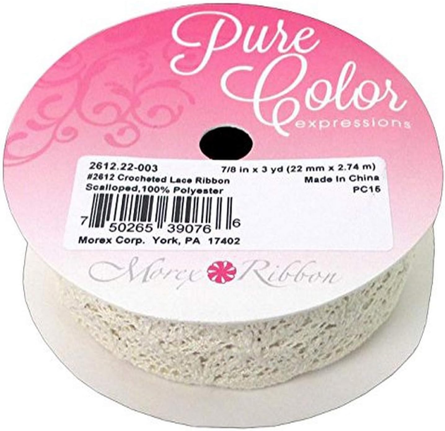 Morex Ribbons Crocheted Lace 7/8" x 3yd Scall Ribbon