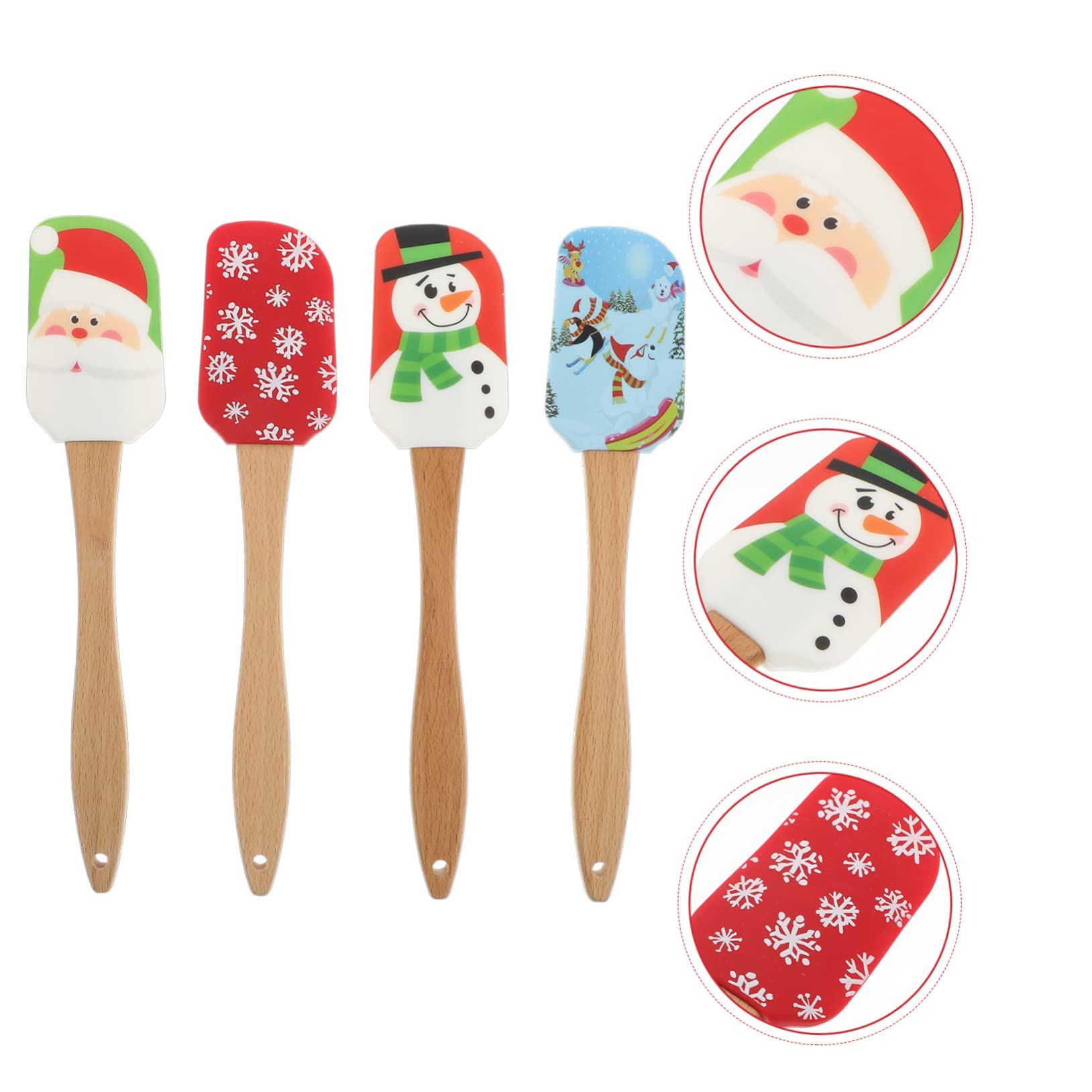 POPETPOP 4 piezas Raspadores de Crema de Navidad de Silicona de Espátulas para Pasteles Utensilios de Cocina para Hornear Decoración de Tartas