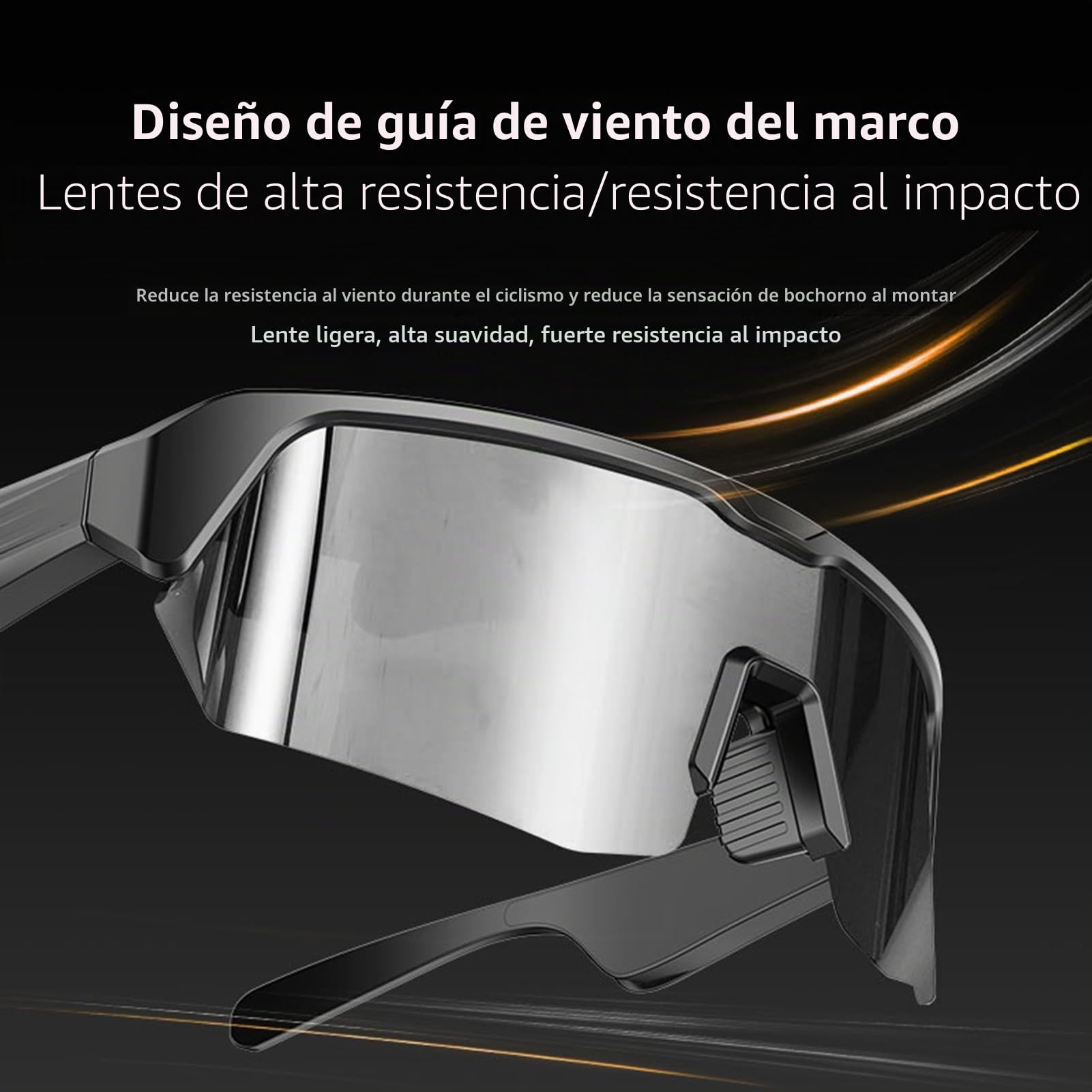 Tosuny Gafas de Sol de Deportes Inteligentes, Vasos de Audio Bluetooth con Protección UV400 y Lentes Anti-Impactos, Altavoz y Micrófono de Oído Abierto, Asistente de Voz, para Deportes (Silver)