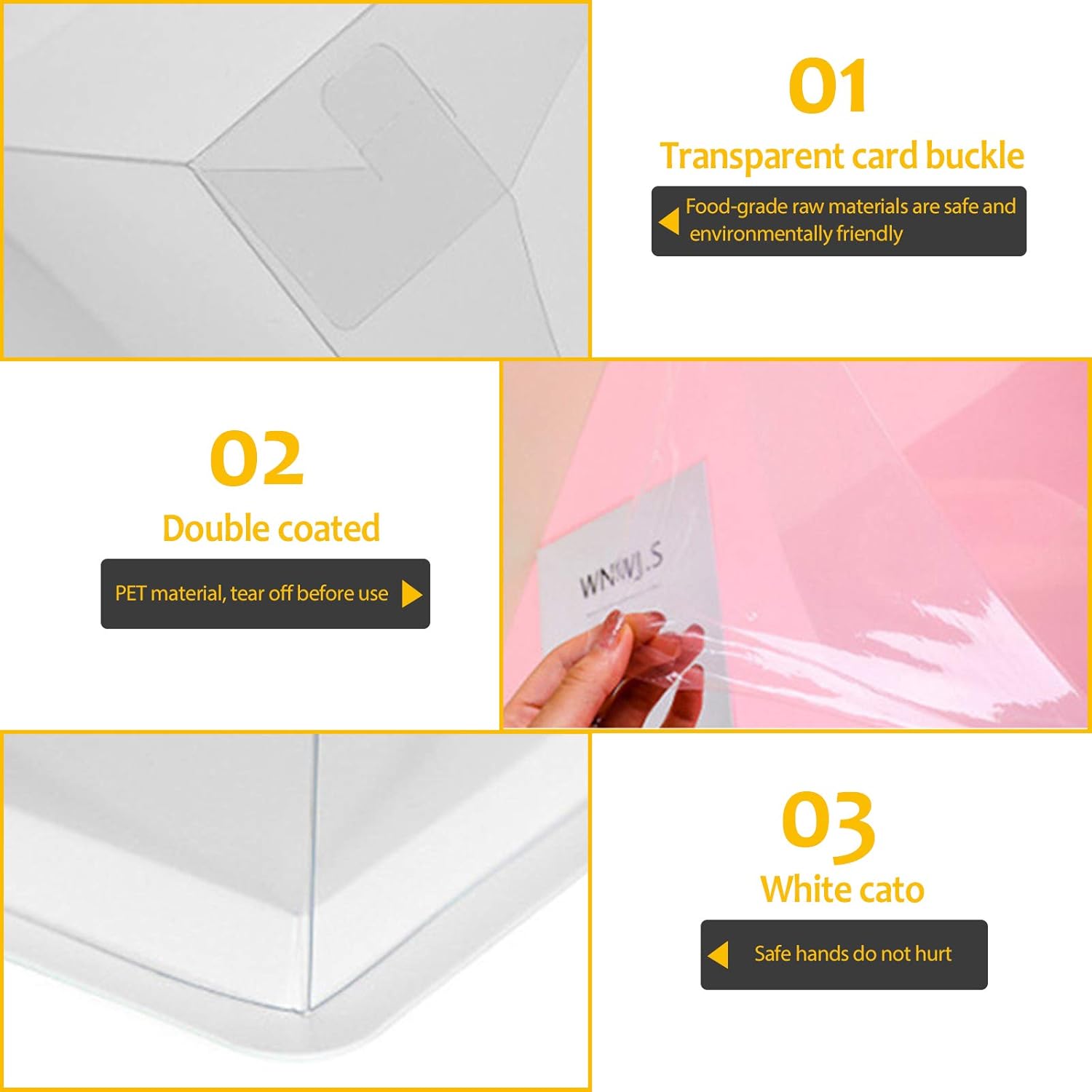 10Pcs PET Clear Cake Box,7x7x8 Inch Cake Packaging Boxes, Transparent Cake Boxes of Bakery, Clear Gift Boxes, Plastic Candy Box with Lid and Ribbon, Cake Carrier Display for Wedding Party Birthday