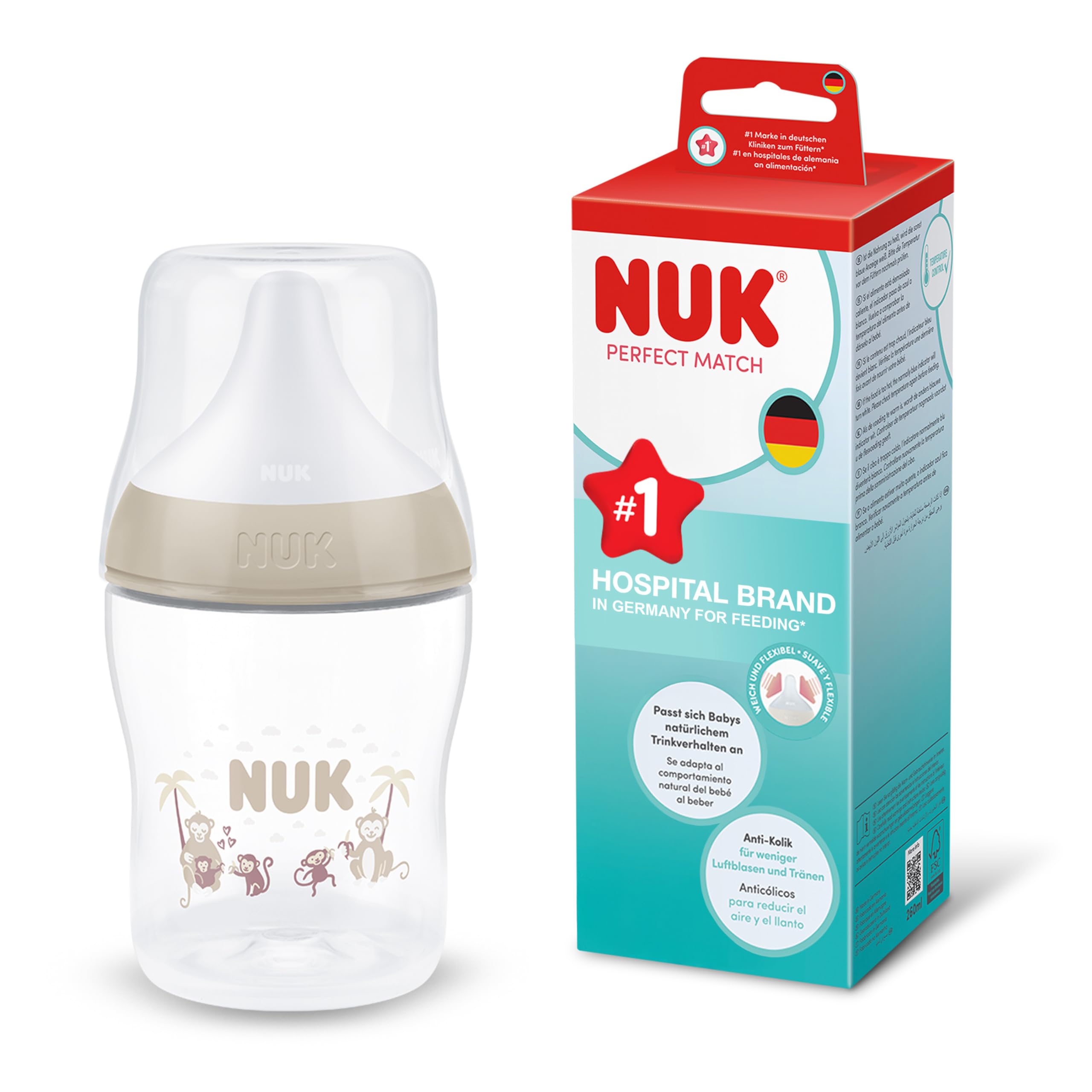 Nuk Perfect Match Baby Bottle 150Ml Monkey