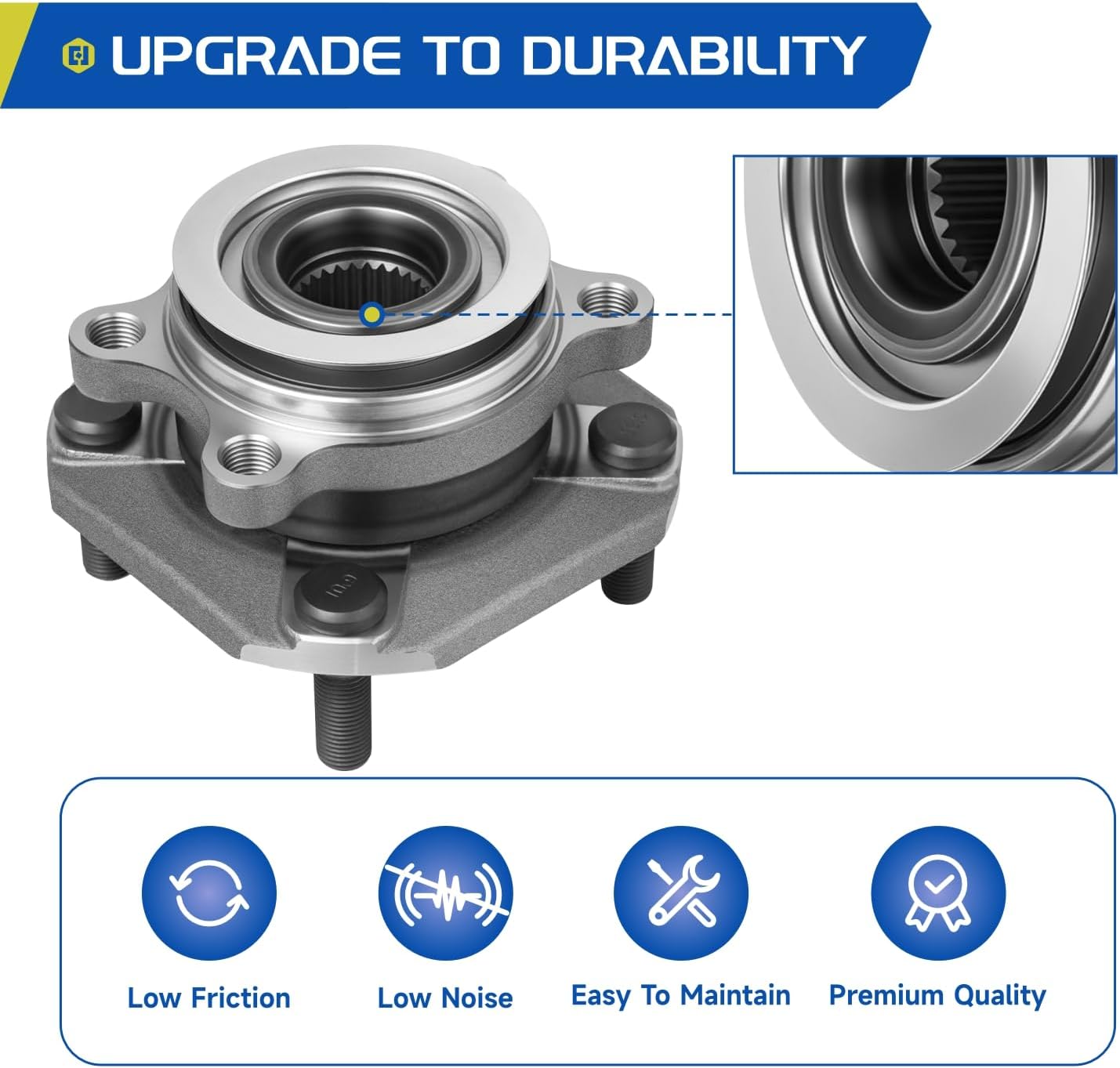 Vextone 513297 2pcs Front Wheel Bearing Hub Assembly Compatible with 2007-2012 Nissan Sentra 2.0L, 4-Wheel ABS 4 Lugs