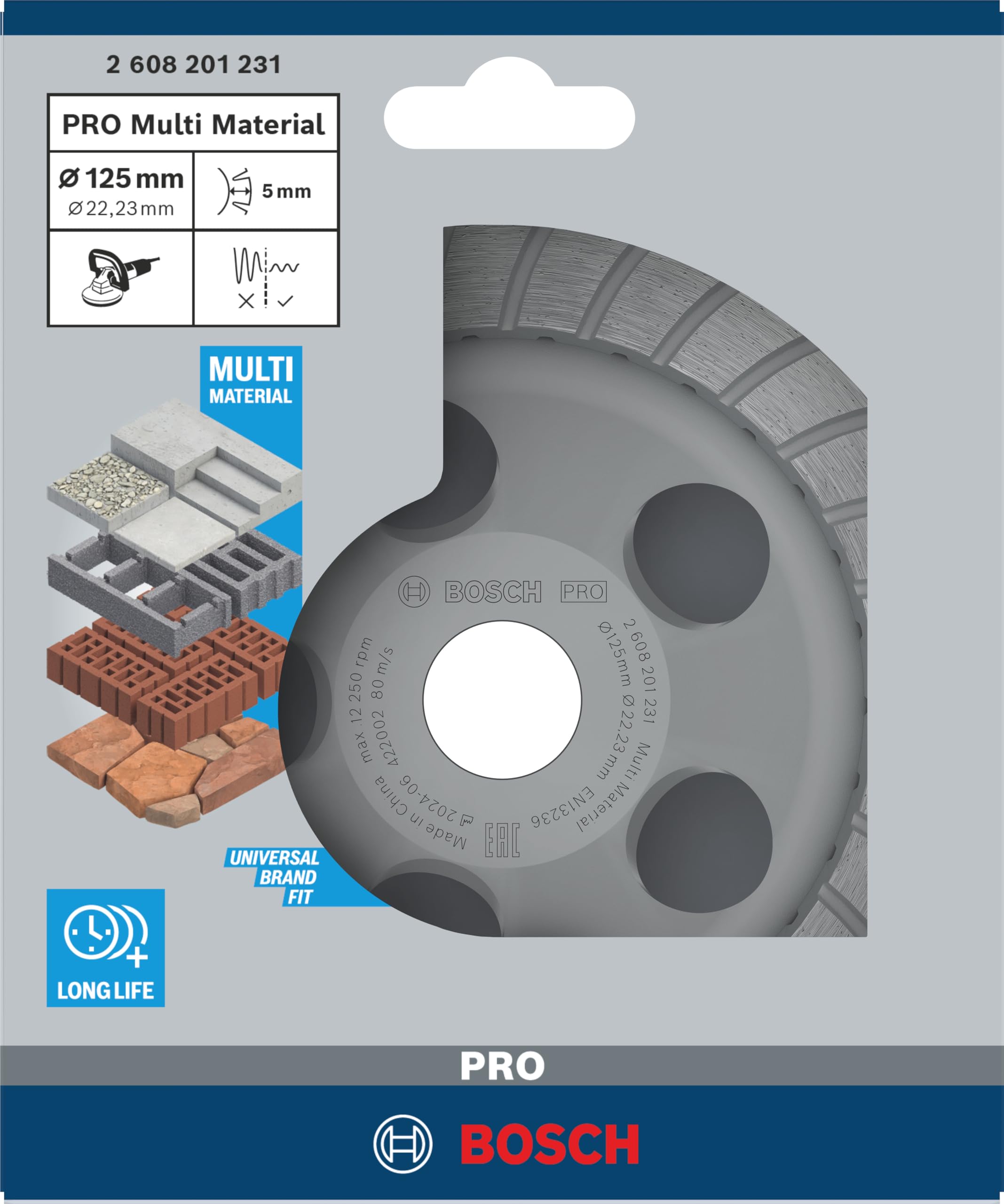 Bosch 2608201231 Meule assiette diamantée best for universal turbo 125 x 22,23 x 5 mm Jaune