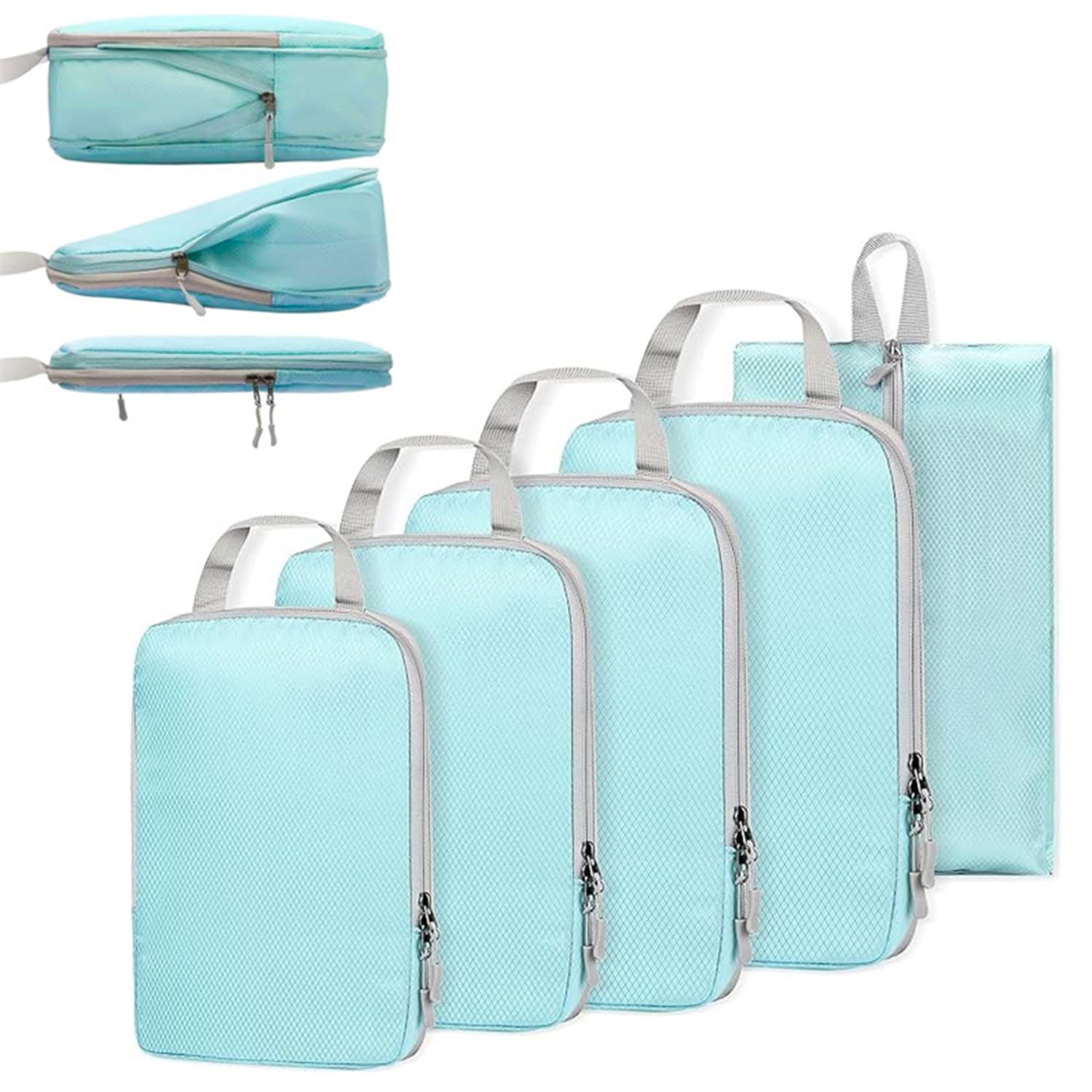 Orartmm 5-Piece Suitcase Organiser Set With Compression, Packing Cubes For Travel, Compression Bag, Space-Saving, Organiser For Suitcases & Backpack, Compressible Pack Cubes